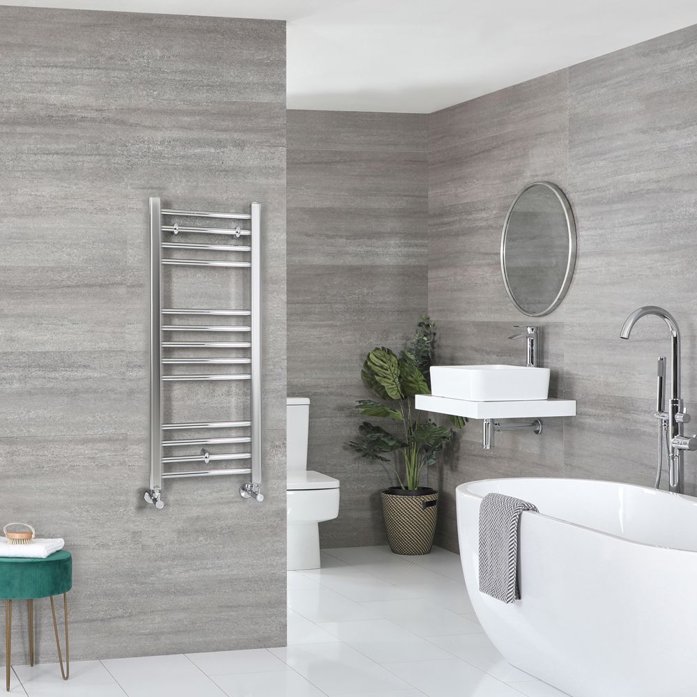 Milano Kent - Chrome Straight Heated Towel Rail - 1000mm x 400mm
