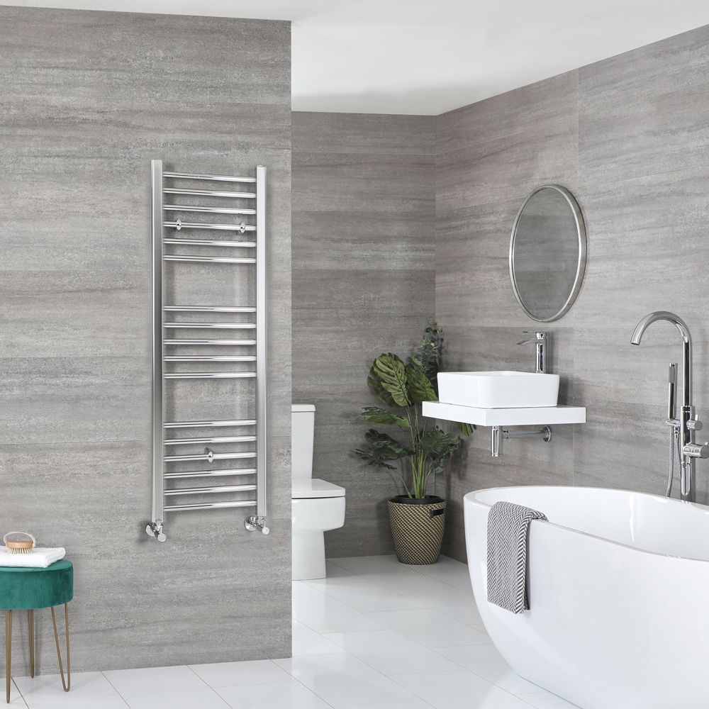 Milano Kent - Chrome Straight Heated Towel Rail - 1200mm x 400mm