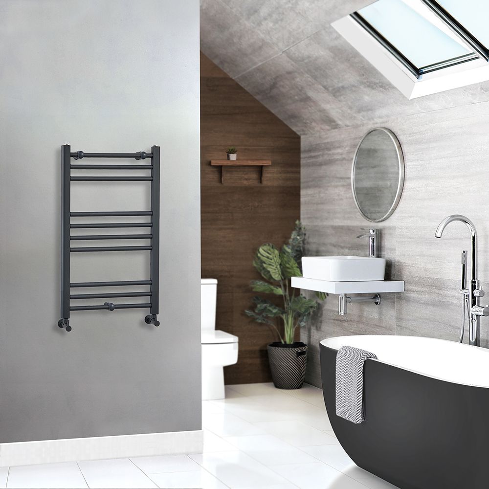 Milano Artle - Anthracite Straight Heated Towel Rail - 800mm x 500mm