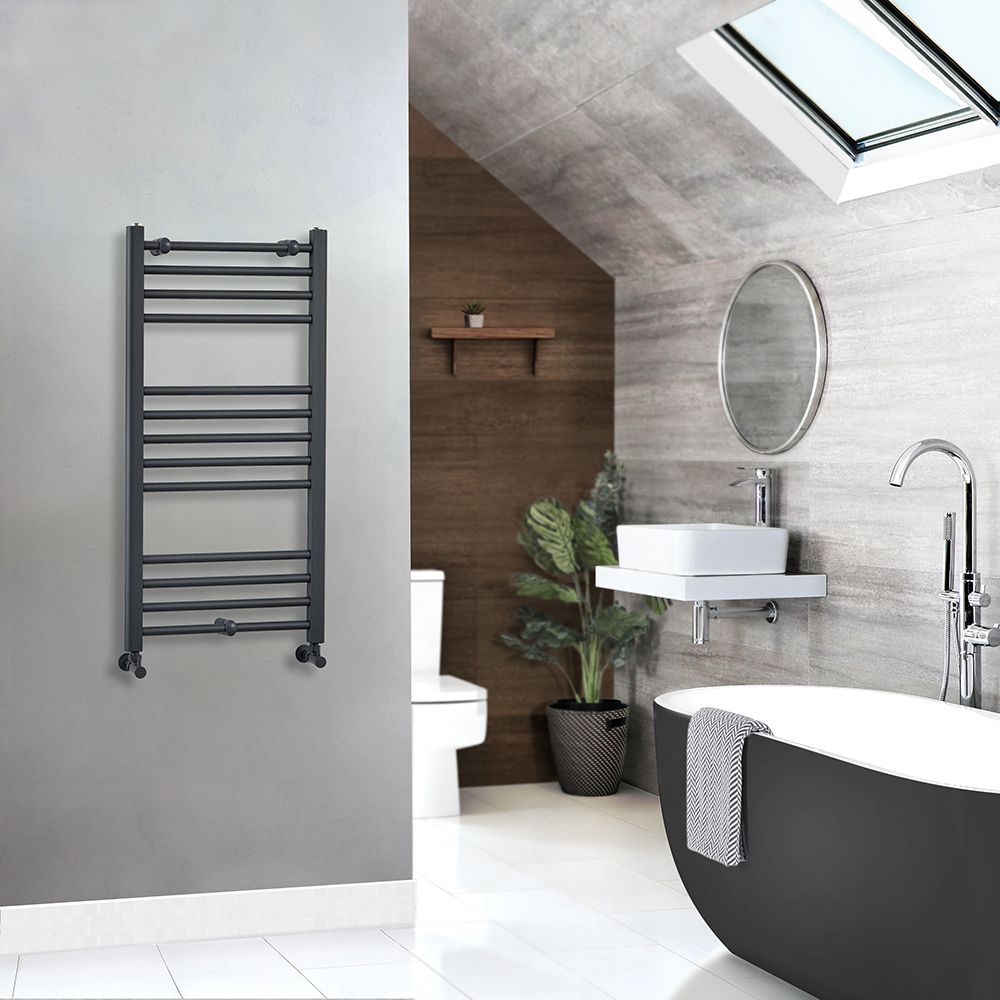 Milano Artle - Anthracite Straight Heated Towel Rail - 1000mm x 500mm