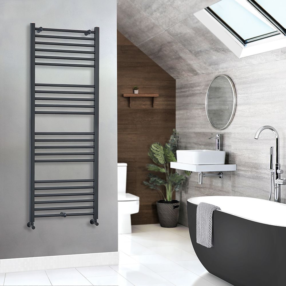 Milano Artle - Anthracite Straight Heated Towel Rail - 1600mm x 600mm