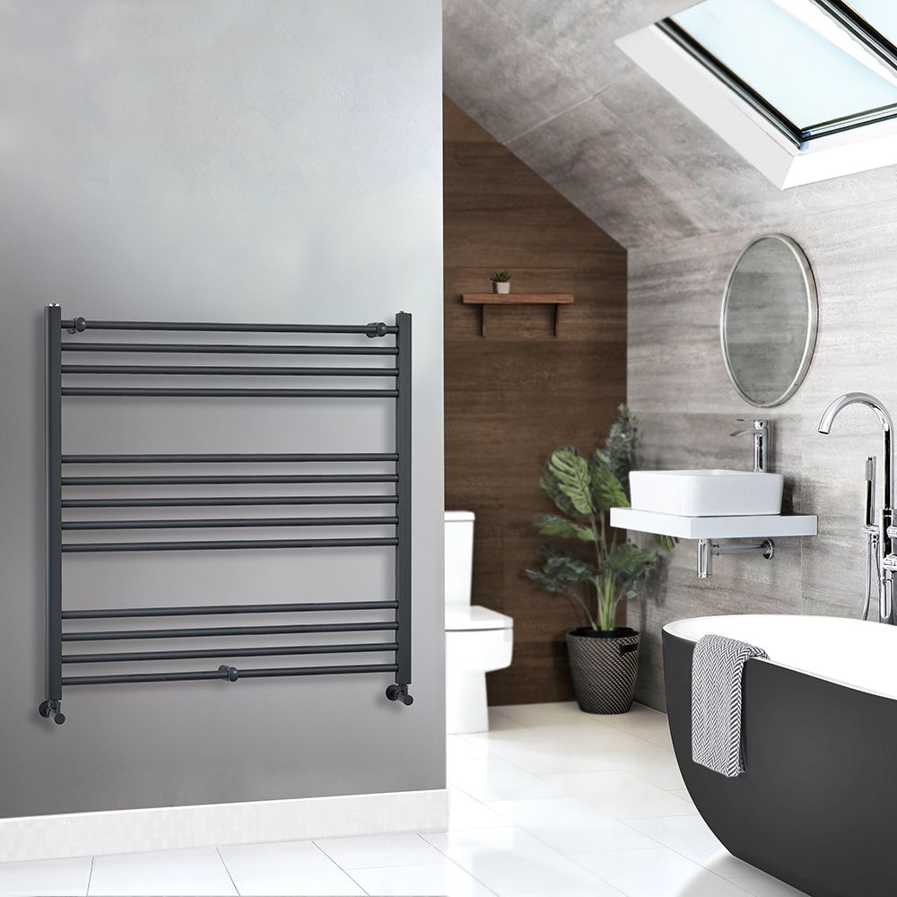 Milano Artle - Anthracite Straight Heated Towel Rail - 1000mm x 1000mm