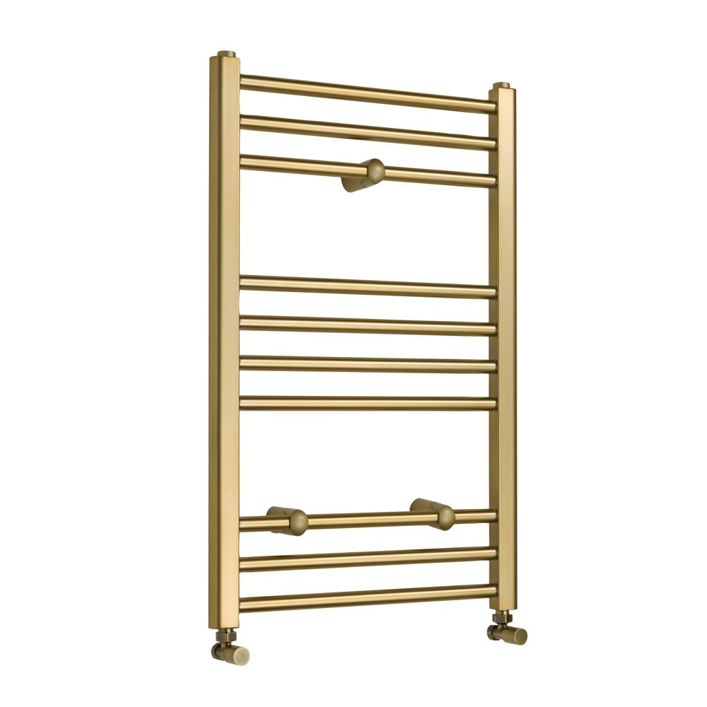 Milano Esk - Brushed Brass Modern Heated Towel Rail - Choice of Size