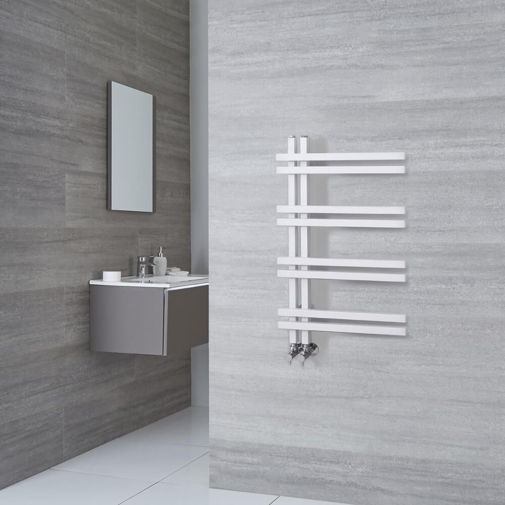 Milano Pars - Aluminium White Designer Heated Towel Rail - 800mm x 500mm