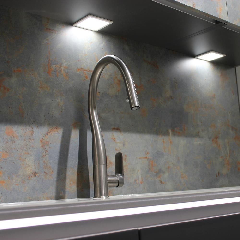 VEW Slim - Square LED Cabinet Panel Light - 3-Light Kit (Includes Power Driver) - Choice of Finish & Temperature