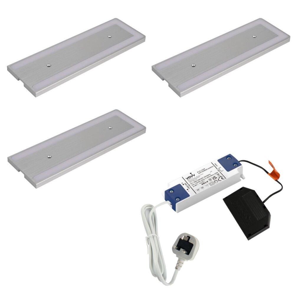 VEW Pulsar - Under Cabinet LED Spotlight - 3-Light Kit (Includes Power Driver) - Choice of Finish & Temperature