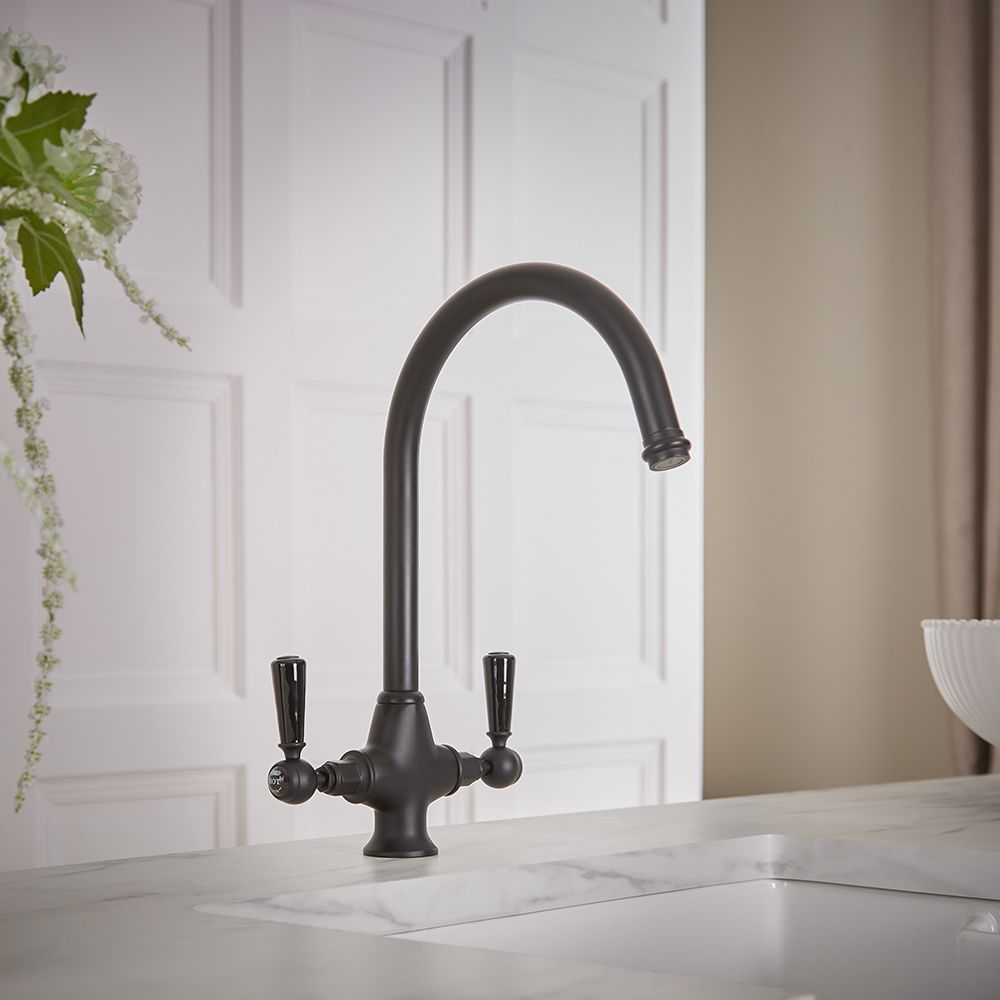 Milano Elizabeth - Traditional Kitchen Mixer Tap - Black