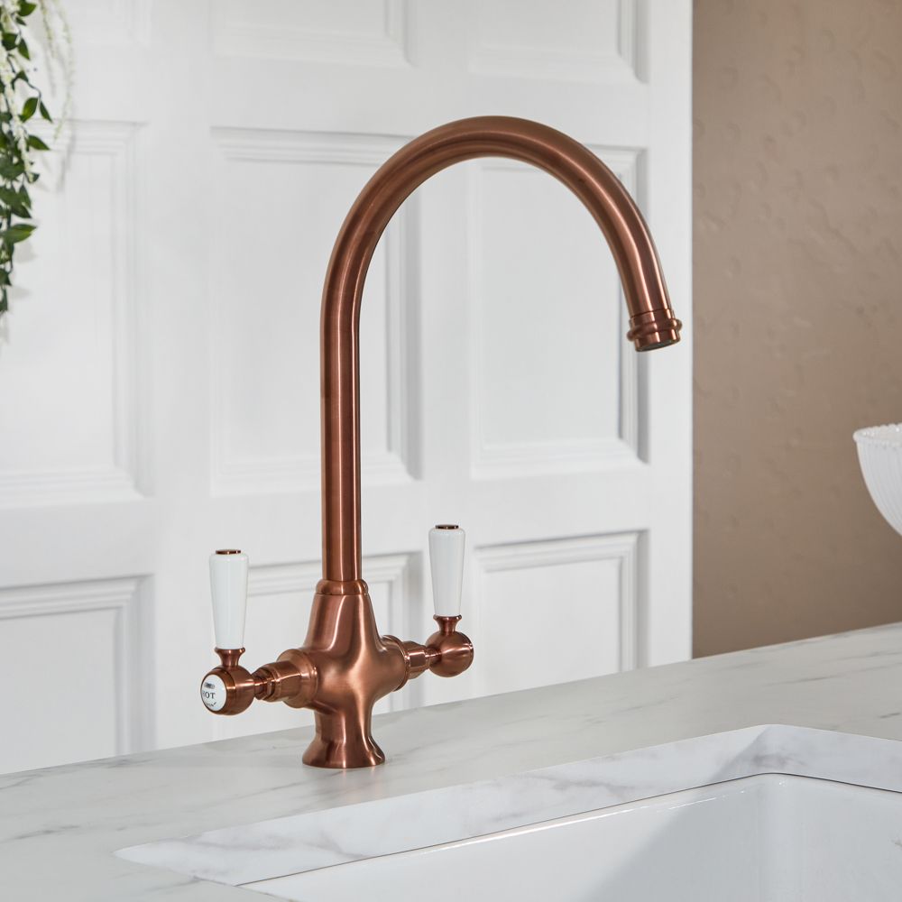 Milano Elizabeth - Traditional Kitchen Mixer Tap - Brushed Copper