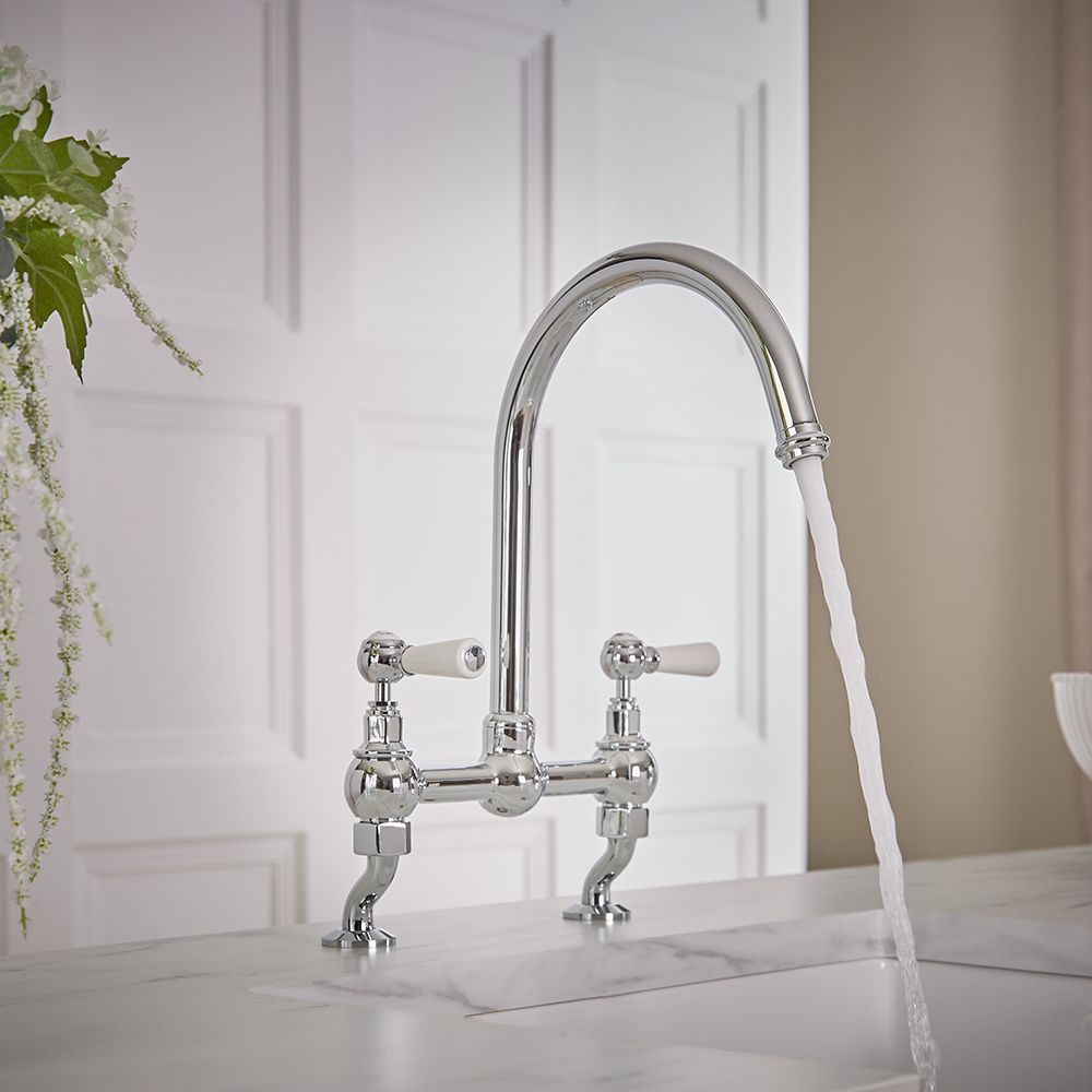 Milano Elizabeth - Traditional Cranked Bridge Kitchen Mixer Tap - Choice of Finish