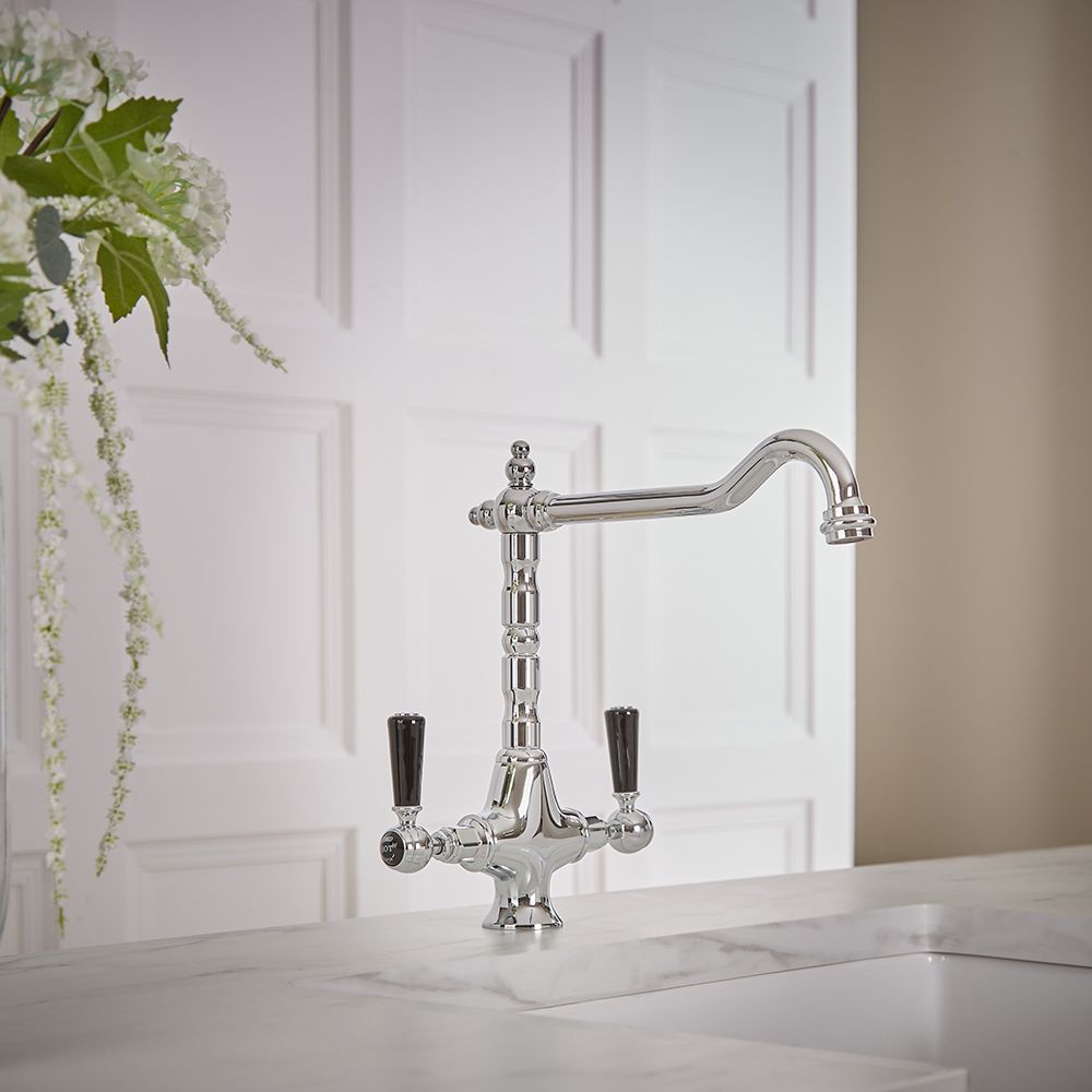 Milano Elizabeth - Classic Kitchen Mixer Tap - Chrome and Black