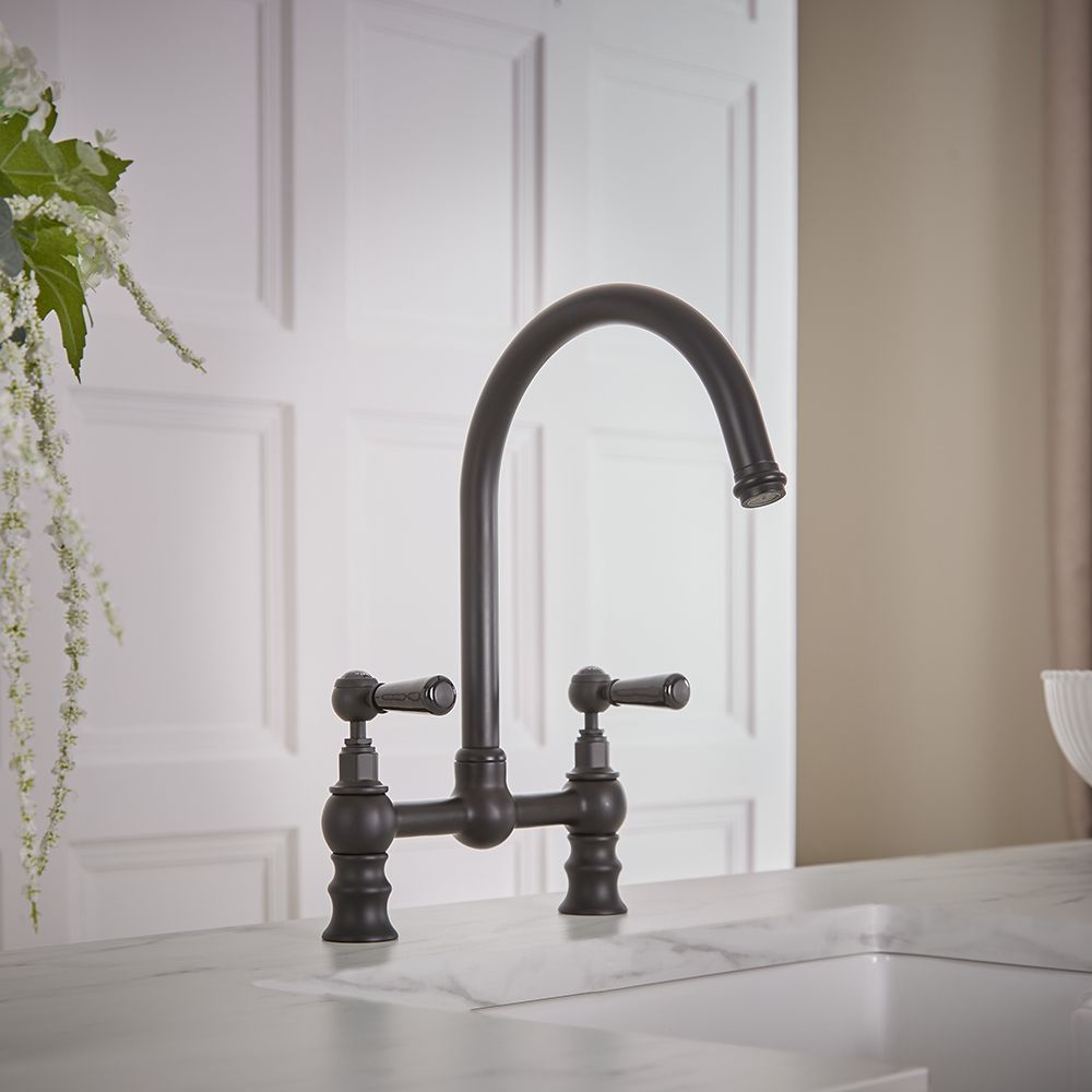 Milano Elizabeth - Traditional Bridge Kitchen Mixer Tap - Black