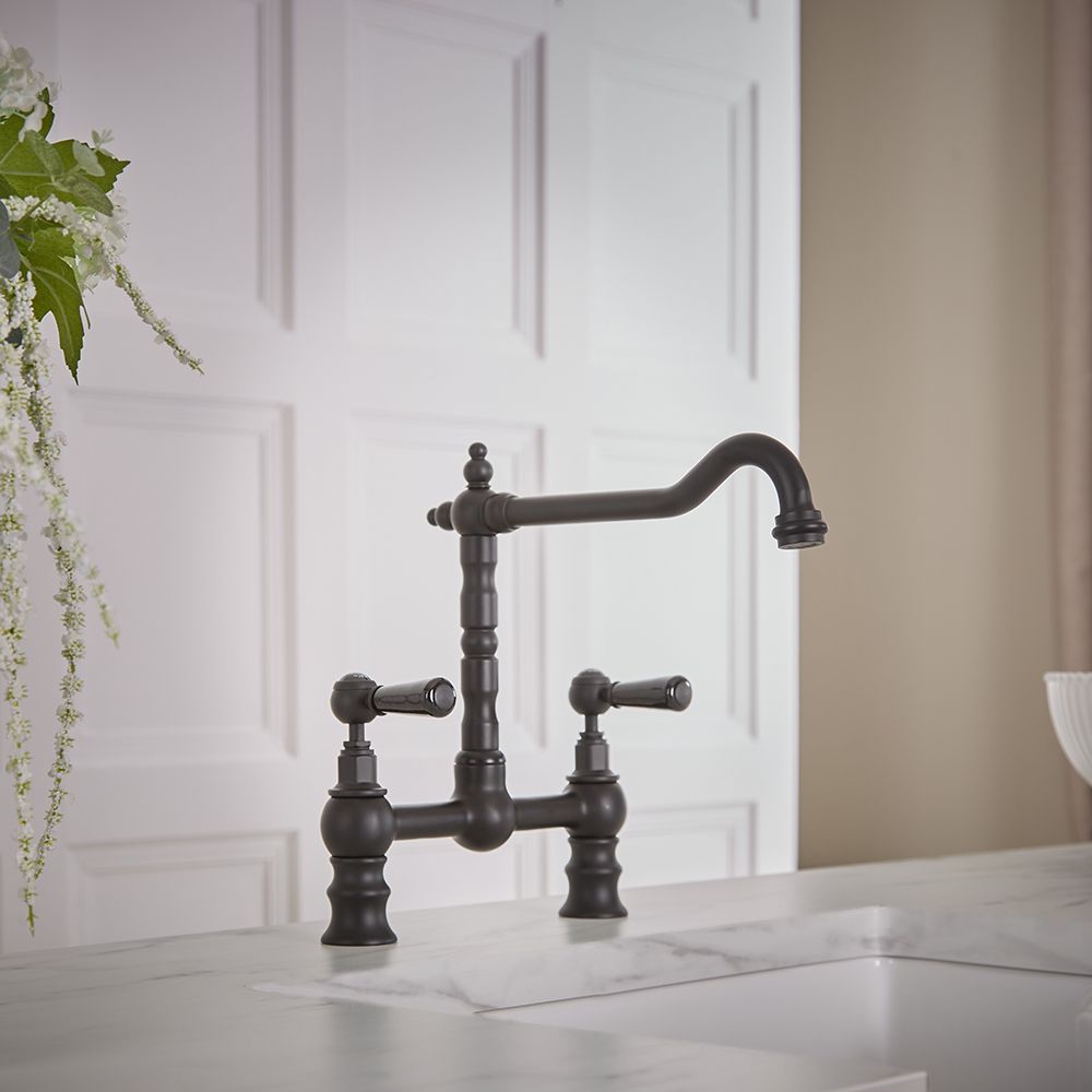 Milano Elizabeth - Classic Bridge Kitchen Mixer Tap - Black