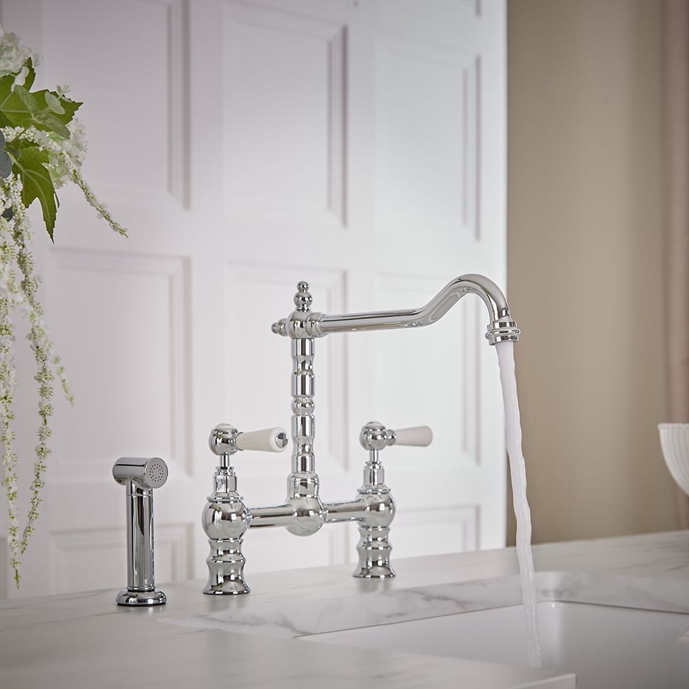 Milano Elizabeth - Classic Bridge Kitchen Mixer Tap with Pull-Out Spray - Choice of Finish