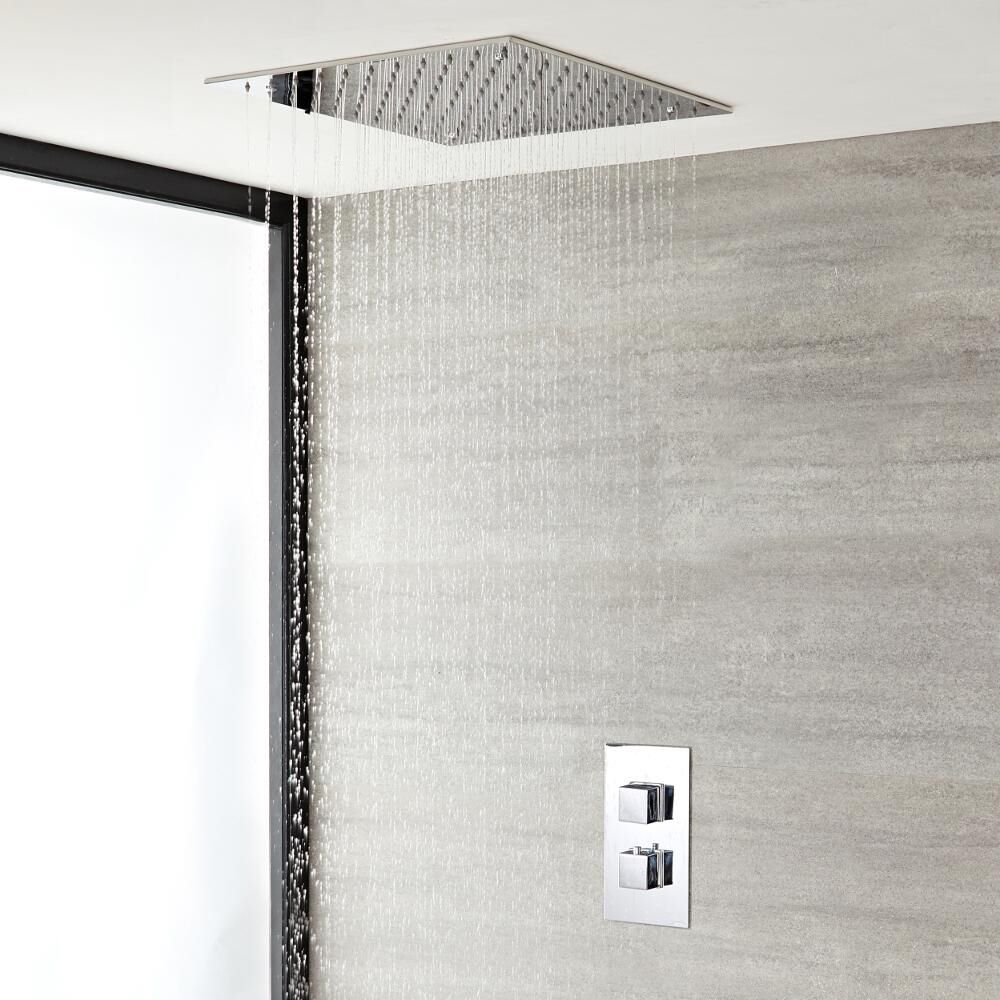 Milano Arvo - Chrome Thermostatic Shower with Recessed Shower Head (1 Outlet)