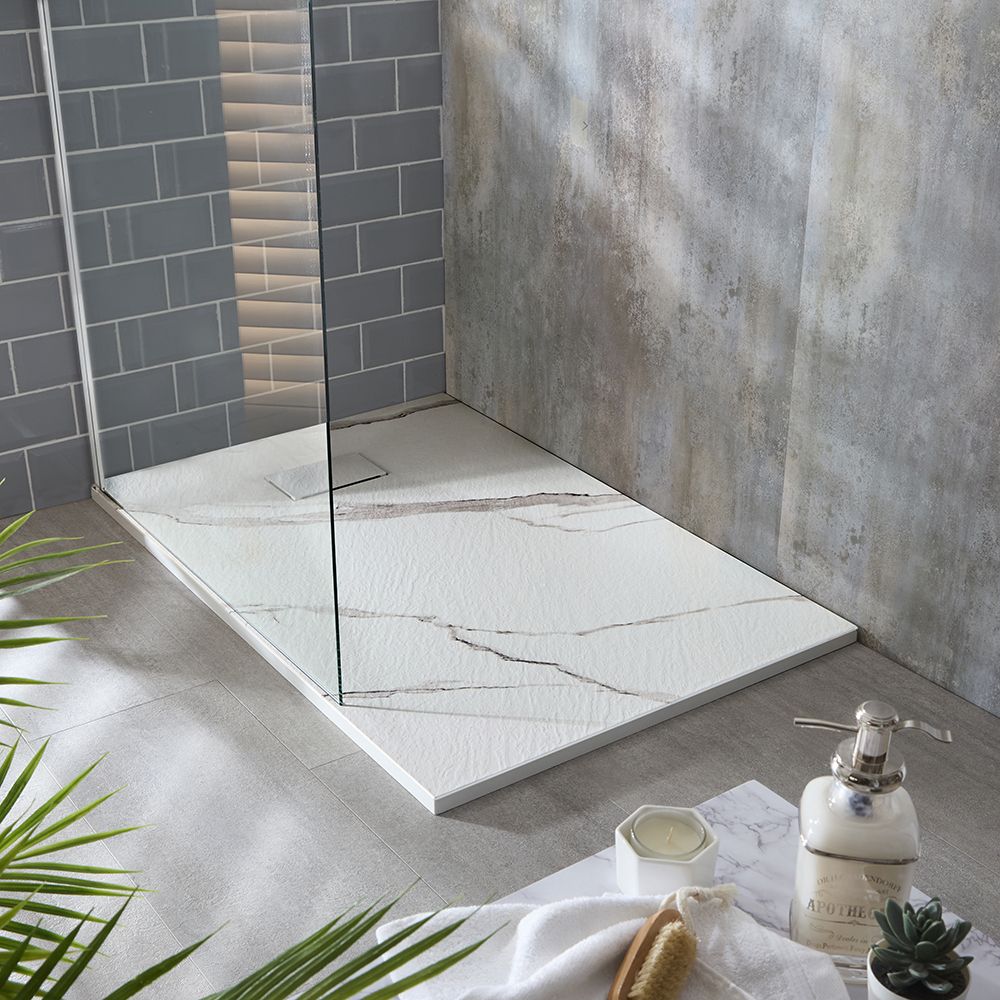 Milano Asta - Marble Effect Rectangular Shower Tray - Choice of Size
