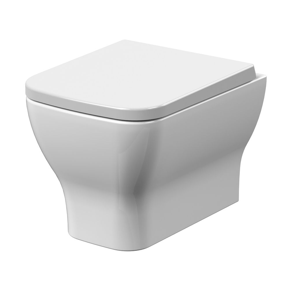 Nuie Ava - Modern Square Wall Hung Rimless Toilet with Soft Close Seat