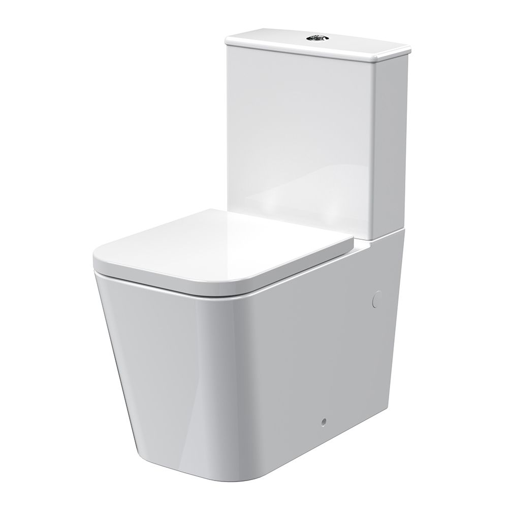 Nuie Ava - Modern Square Flush to Wall Close Coupled Toilet with Soft Close Seat