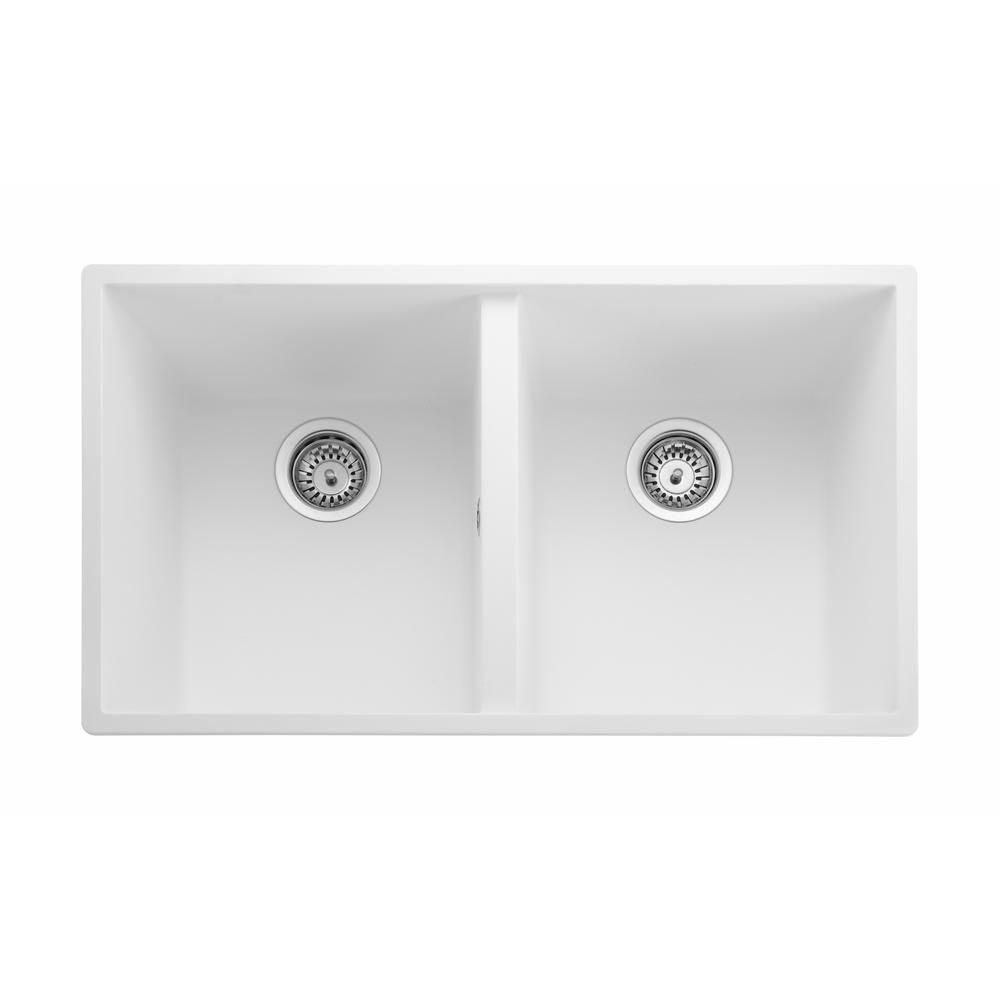 Rangemaster Oridian - Double Bowl Granite Undermount Kitchen Sink - 770mm x 460mm - Choice of Finish