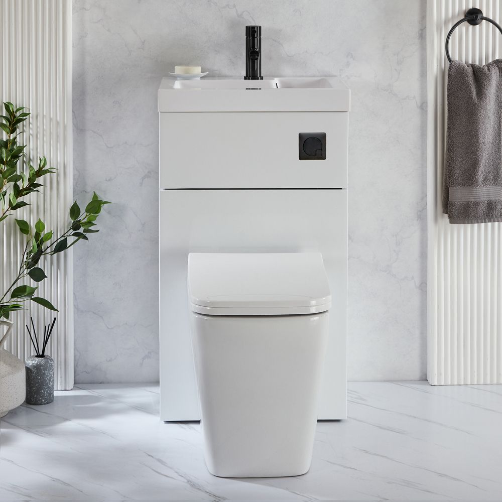 Milano Lurus - Modern Elswick Toilet and Basin and Combination Unit - 500mm x 890mm - Choice of Finish