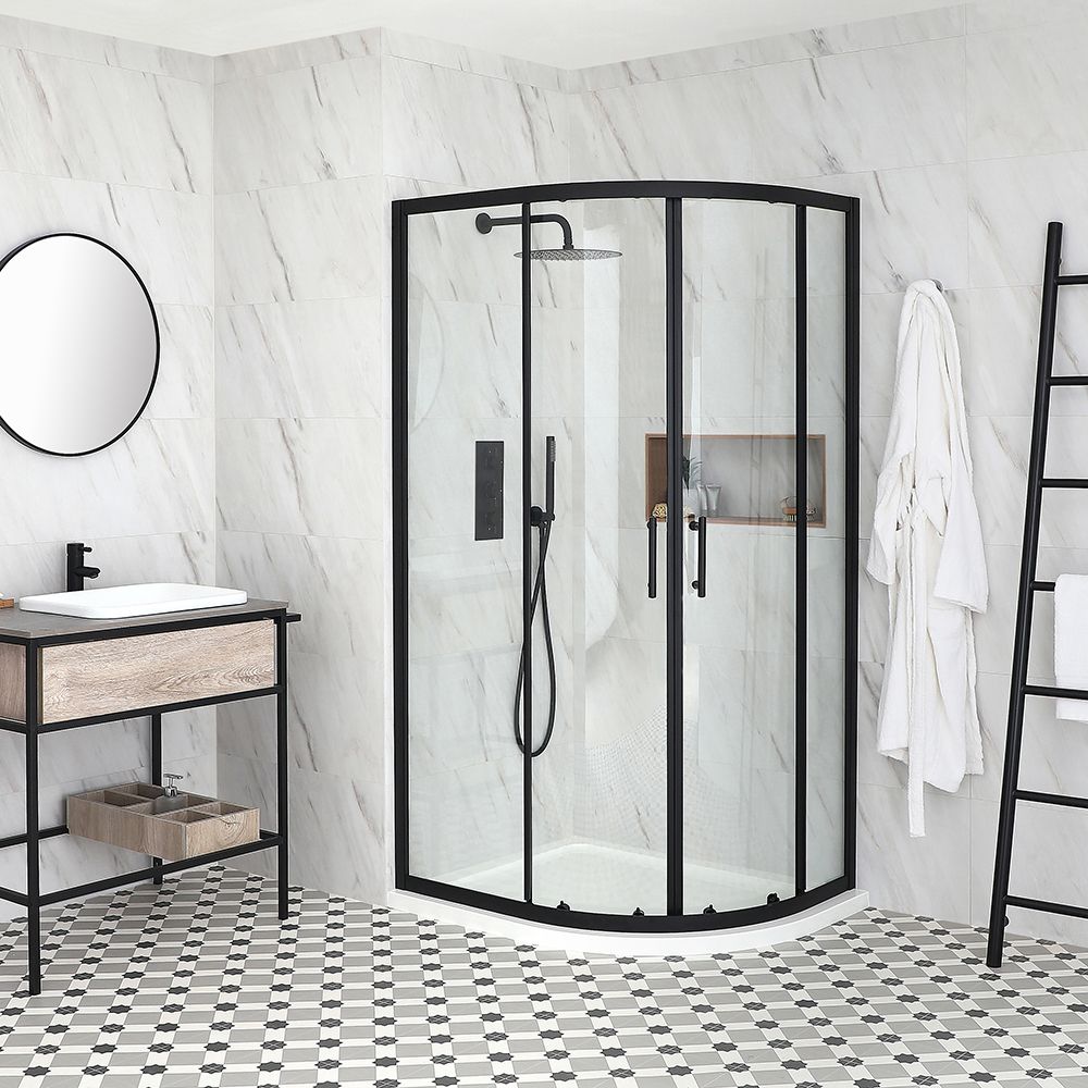 Milano Nero Black Quadrant Shower Enclosure with Tray Choice of Sizes