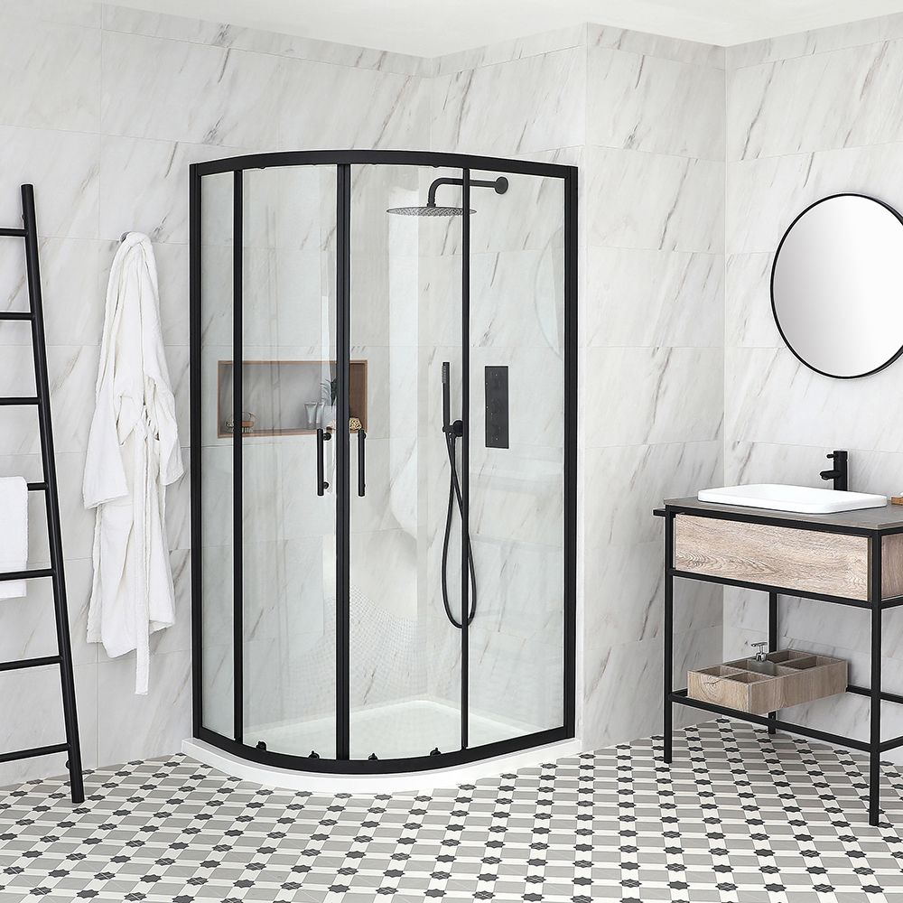 Milano Nero Black Quadrant Shower Enclosure with Tray Choice of Sizes
