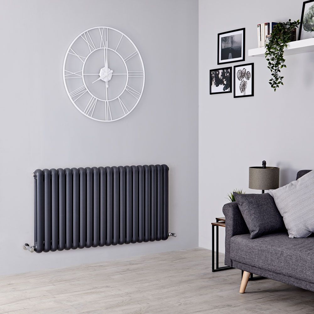 Milano Urban - Anthracite Horizontal Column Radiator - 635mm x 1223mm (Double Column)