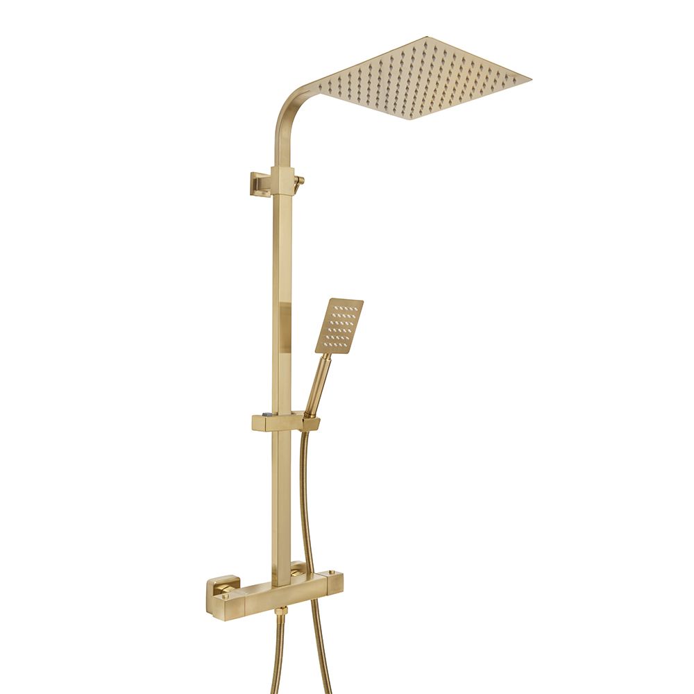 Milano Arvel - Modern Thermostatic Bar Shower Valve with Square Shower Head and Hand Shower - Choice of Finish