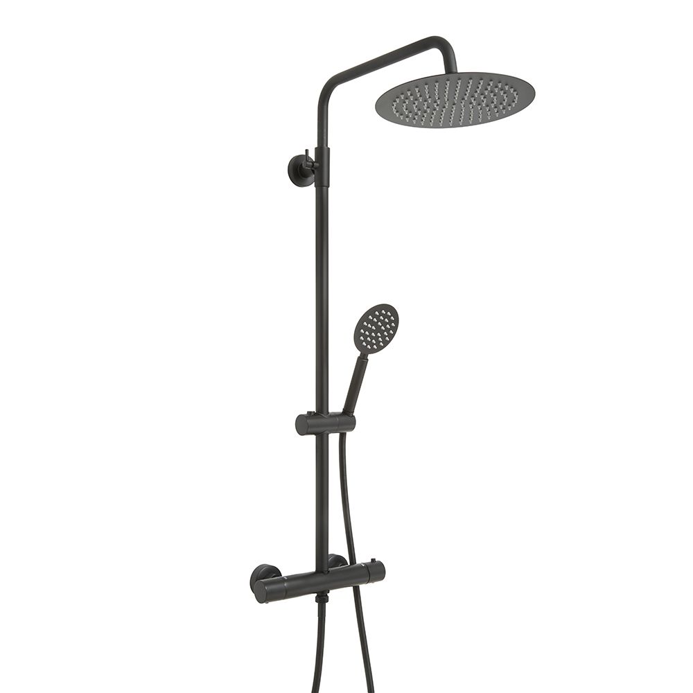 Milano - Modern Thermostatic Bar Shower Valve with Round Shower Head and Hand Shower - Choice of Finish
