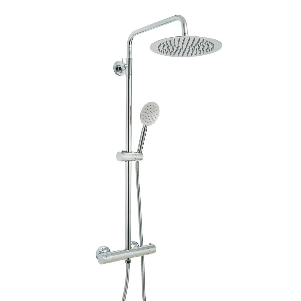 Milano Mirage - Modern Thermostatic Bar Shower Valve with Round Shower Head and Hand shower - Chrome