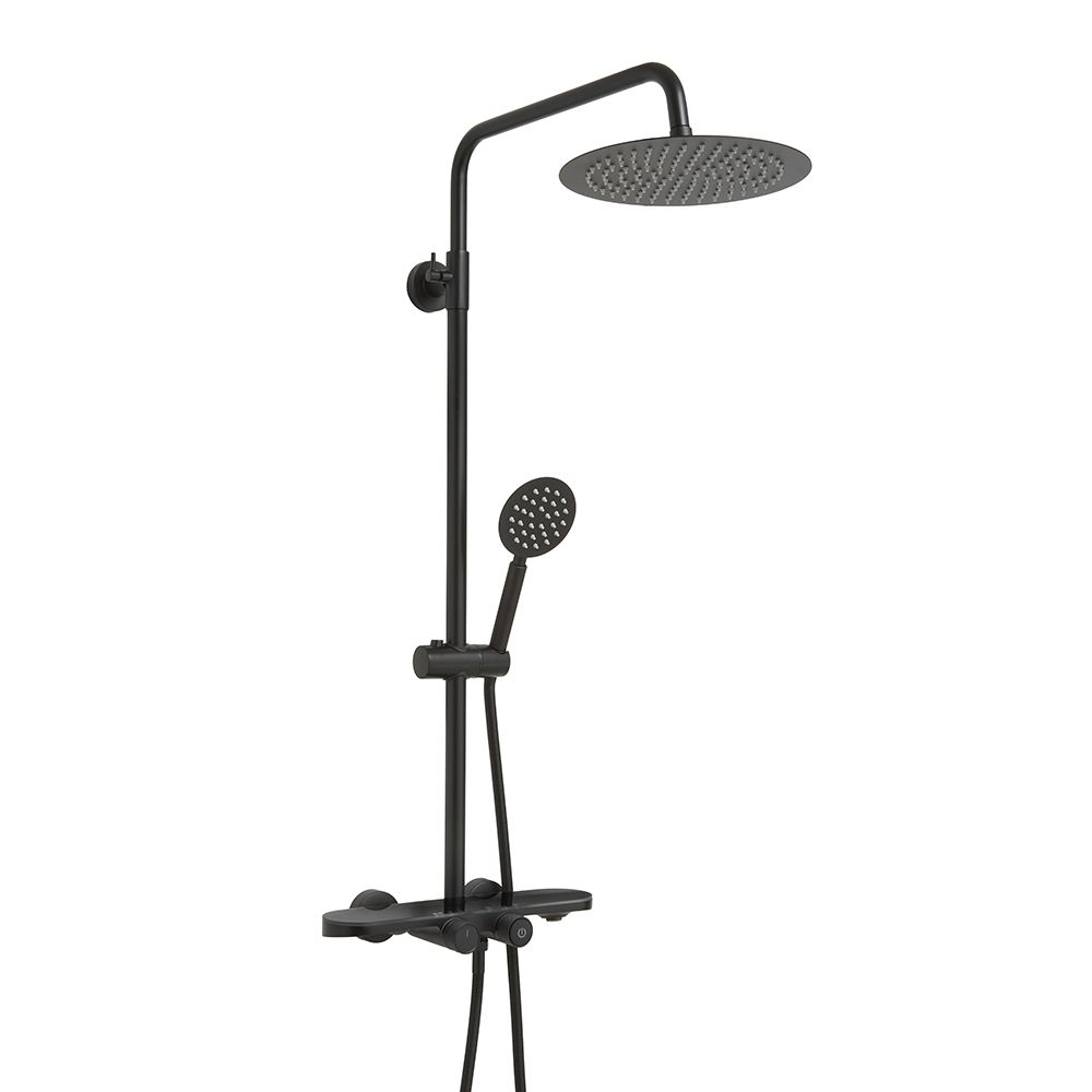 Milano Elsie - Modern Thermostatic Bar Shower Valve with Round Shower Head, Hand Shower and Spout - Choice of Finish