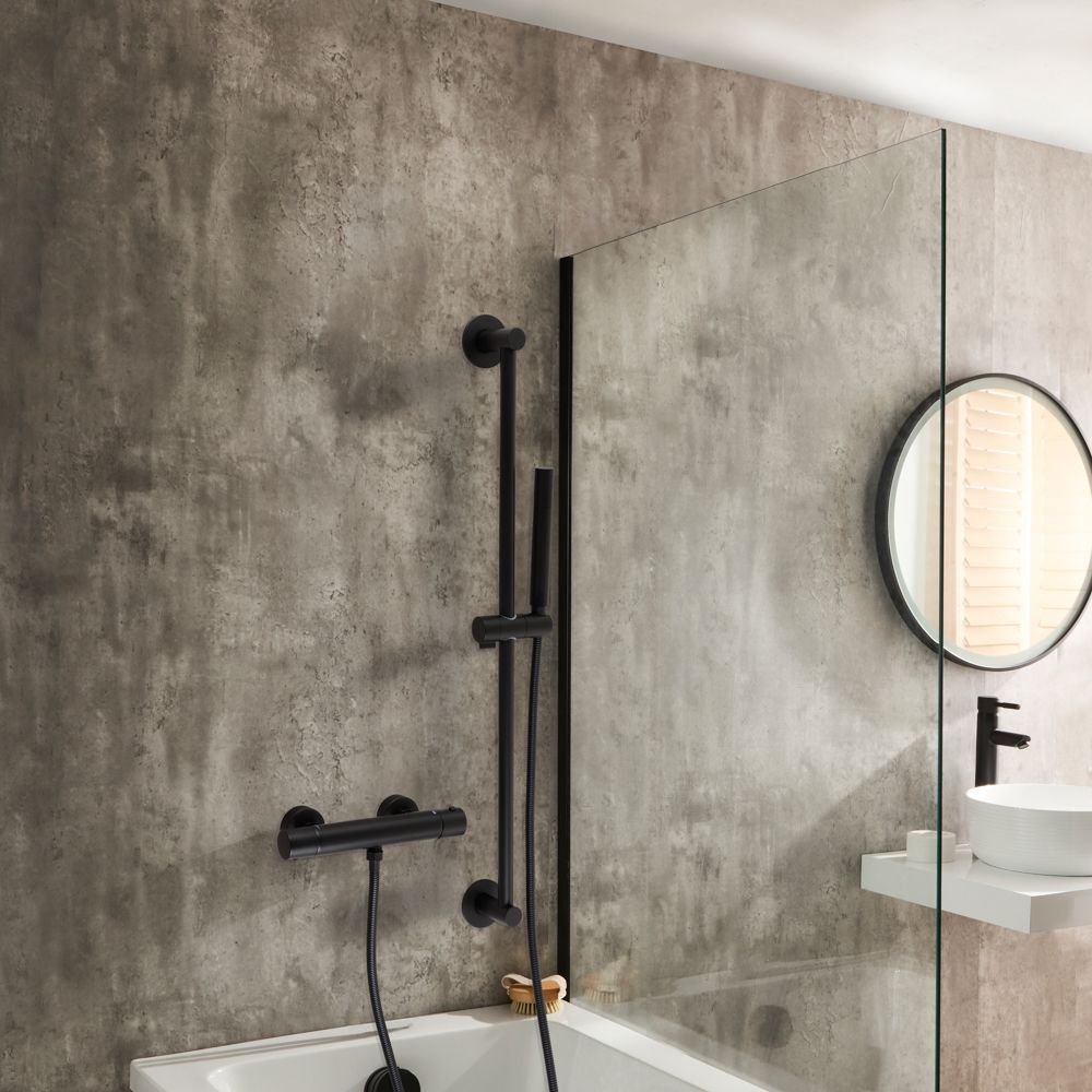 Milano Elsie - Modern Round Thermostatic Bar Shower Valve with Hand Shower and Riser Rail - Choice of Finish
