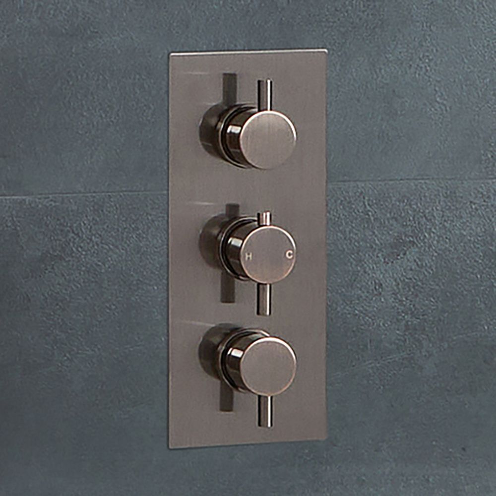 Milano Amara - Modern 3 Outlet Triple Diverter Thermostatic Shower Valve - Aged Bronze