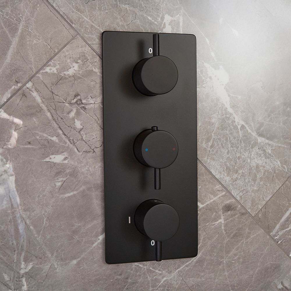 Milano Otto - Modern 3 Outlet Triple Diverter Thermostatic Shower Valve - Choice of Finish