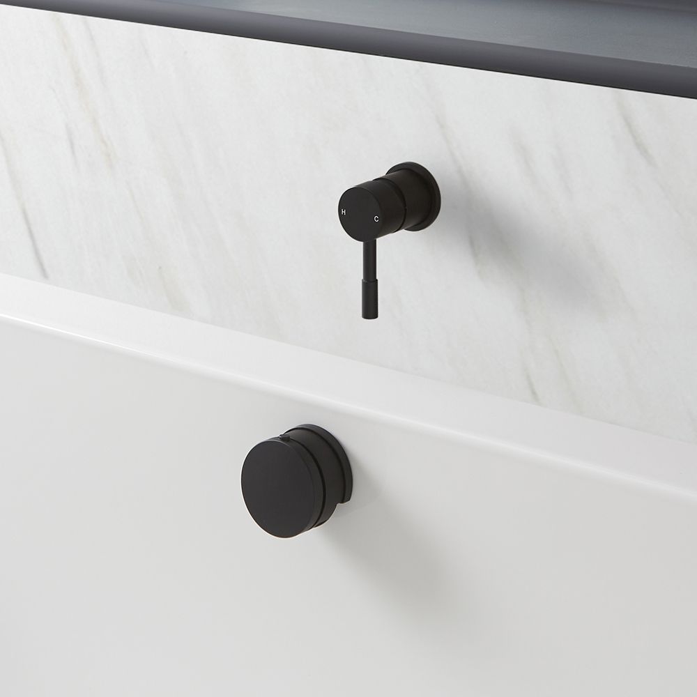 Milano Nero - Modern One Outlet Mixer Valve with Overflow Bath Filler and Waste - Black