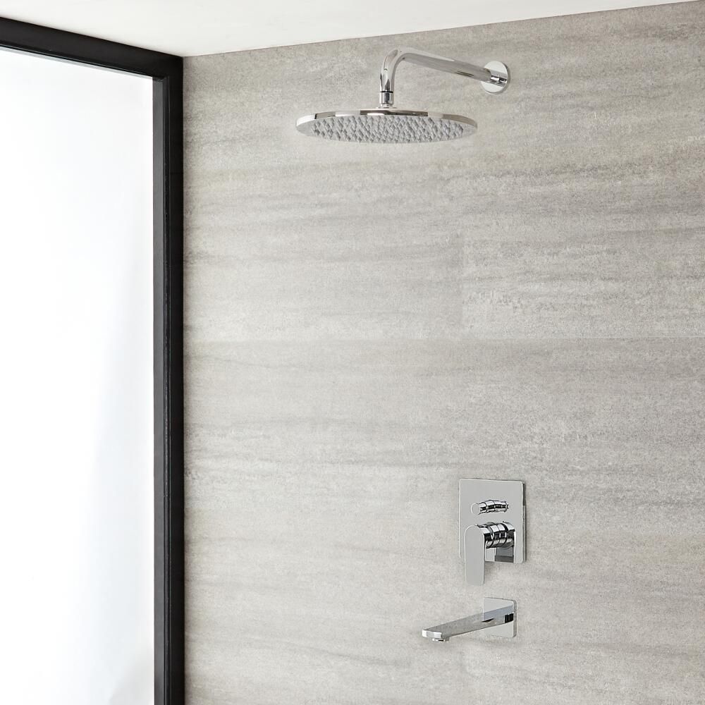 Milano Hunston - Chrome Shower with Diverter, Round Shower Head and Bath Spout (2 Outlet)