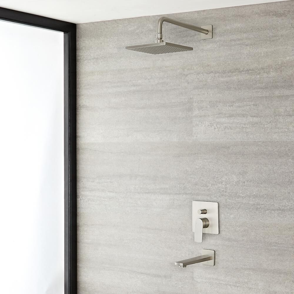Milano Hunston - Brushed Nickel Shower with Diverter, Shower Head and Bath Spout (2 Outlet)