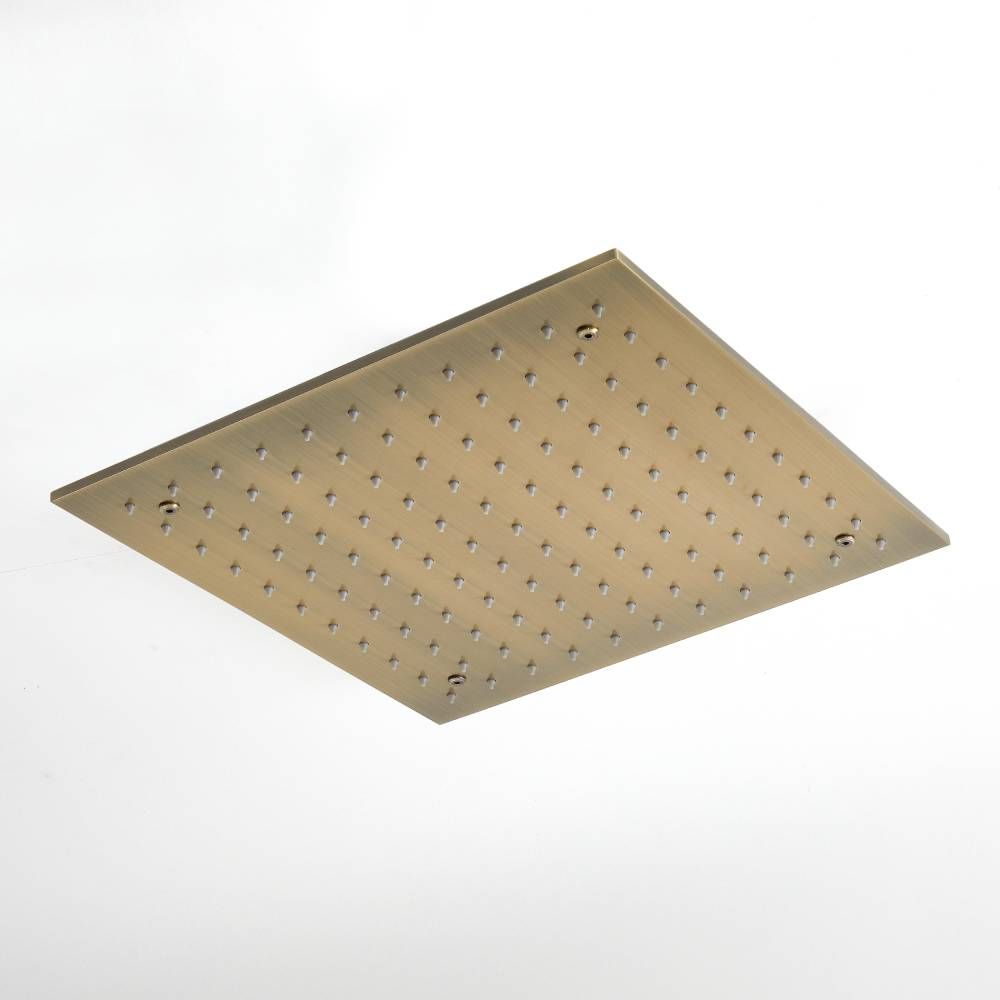 Milano Monet - Modern 400mm Square Ceiling Mounted Recessed Shower Head - Antique Brass