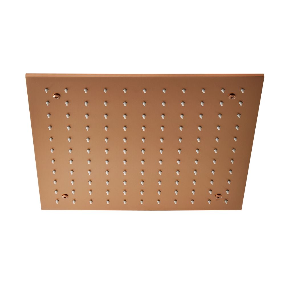 Milano Alara - Modern 400mm Square Ceiling Mounted Recessed Shower Head - Brushed Copper