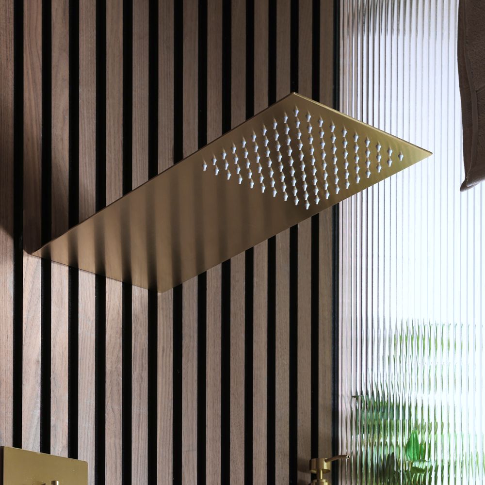 Milano Lyra - Thin Fixed Shower Head - Brushed Brass