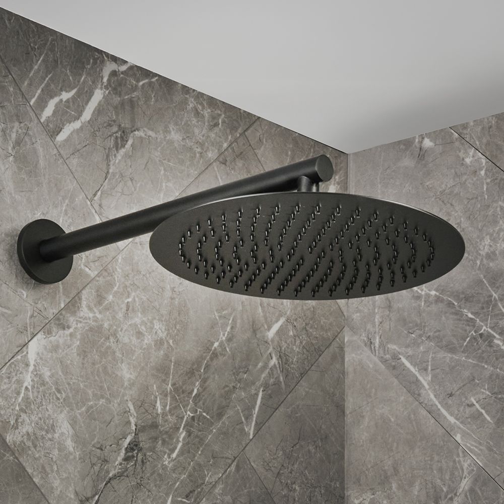Milano Otto - Modern Round 300mm Shower Head and Wall Mounted Arm - Choice of Finish
