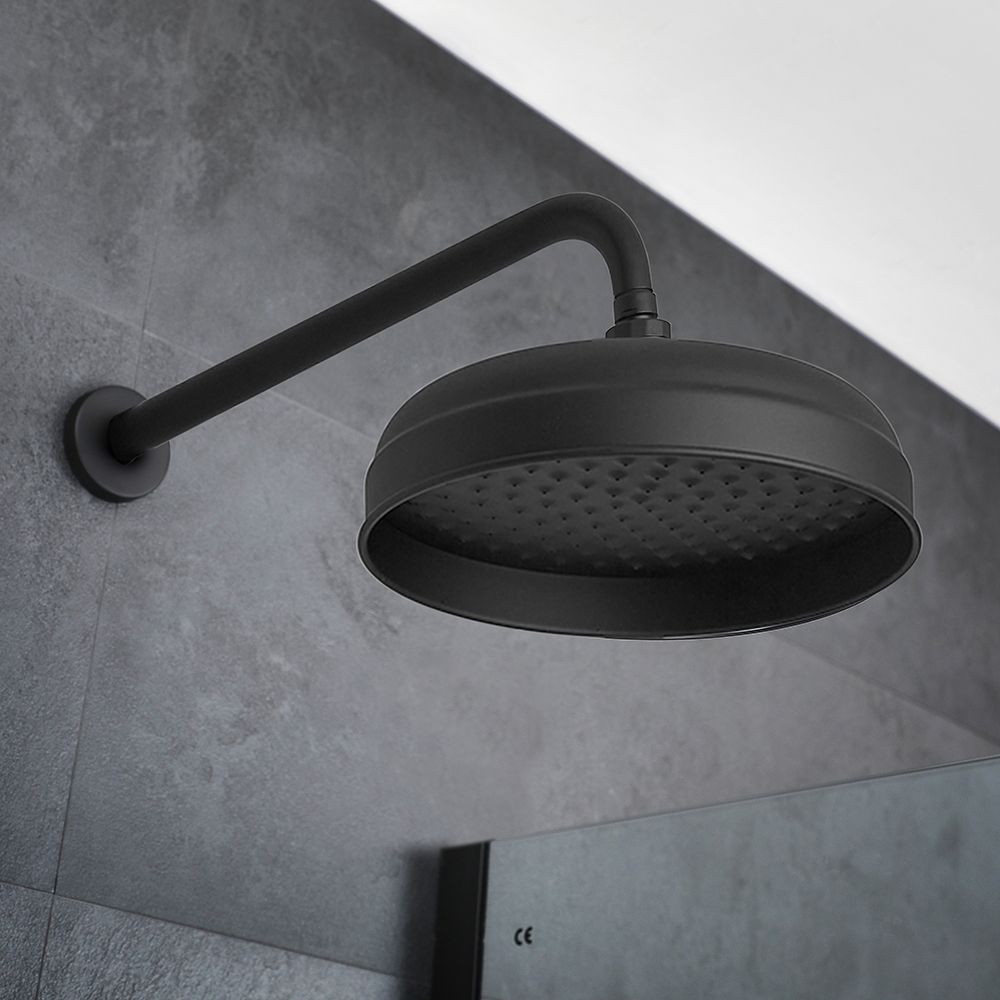 Milano Elizabeth - 200mm Traditional Apron Shower Head - Black