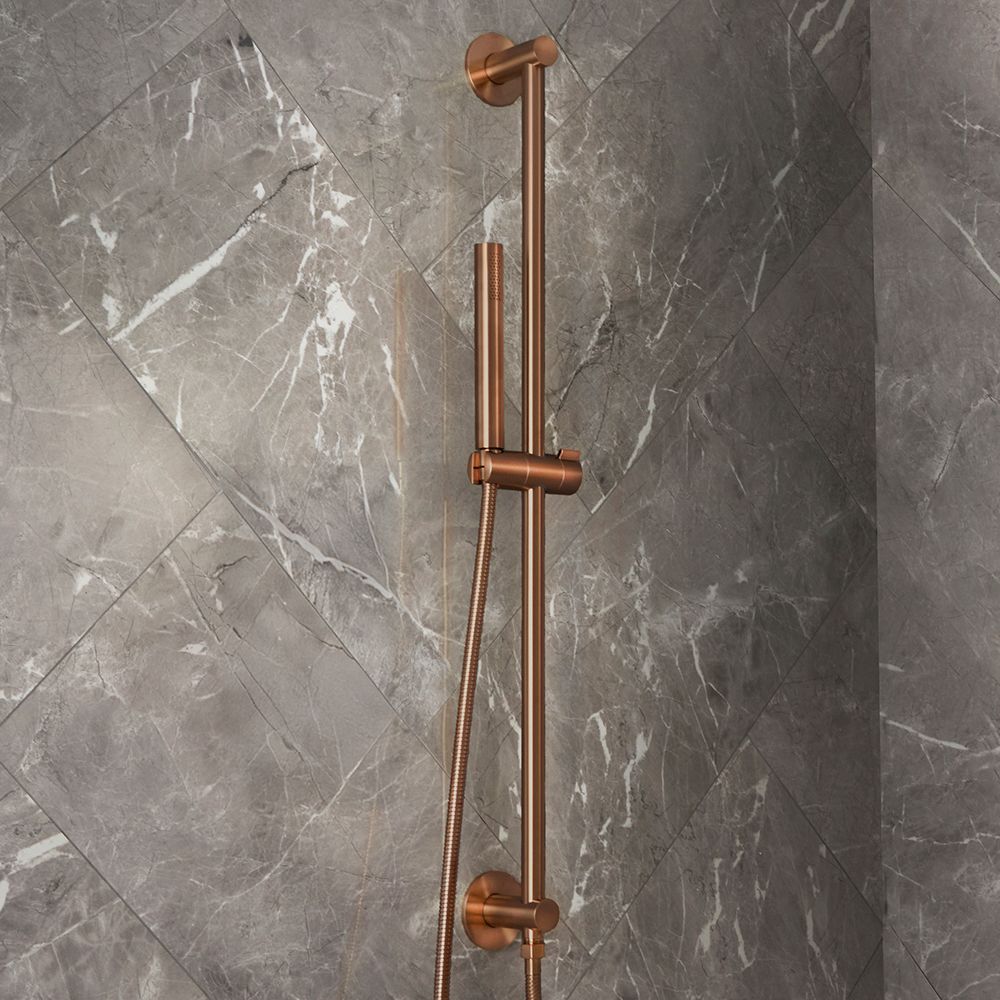 Milano Otto - Modern Round Riser Rail Kit with Hand Shower and Integrated Elbow - Choice of Finish