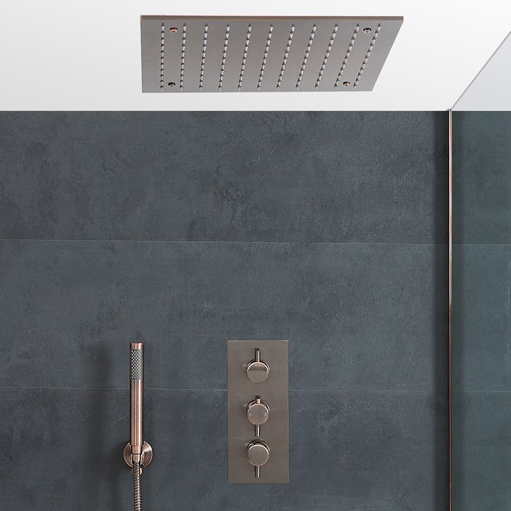 Milano Amara - Thermostatic Shower with Recessed Shower Head and Hand Shower - Aged Bronze