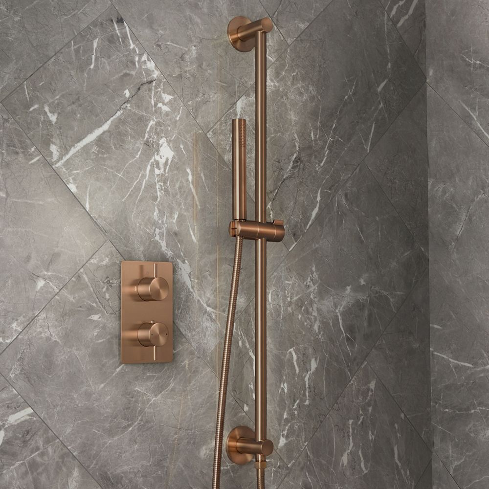 Milano Otto - Modern Thermostatic Shower with Riser Rail Kit - Choice of Finish (1 Outlet)