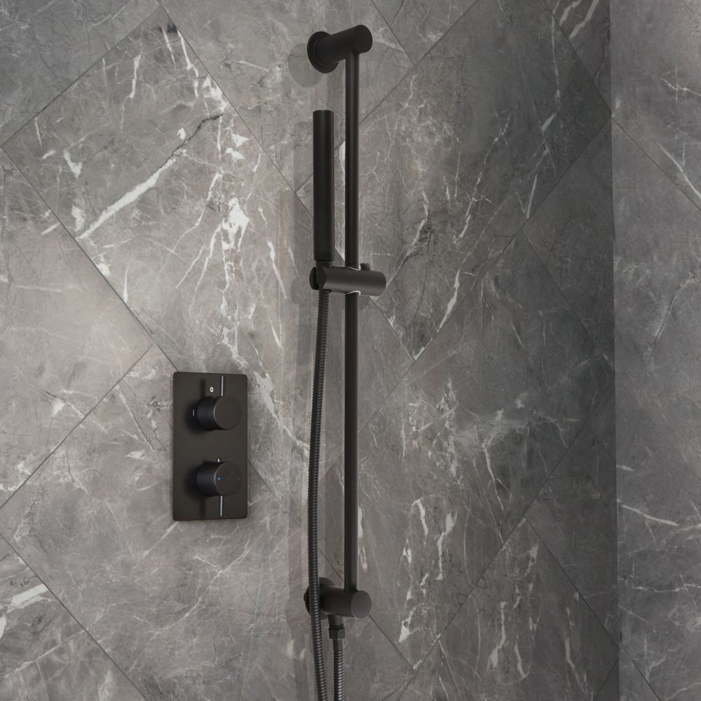 Milano Otto - Modern Thermostatic Shower with Riser Rail Kit - Choice of Finish (1 Outlet)