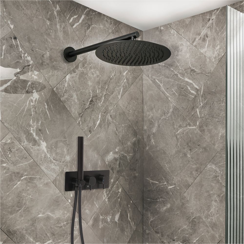 Milano Otto - Modern Thermostatic Shower with Diverter, Shower Head and Hand Shower (2 Outlet) - Choice of Finish