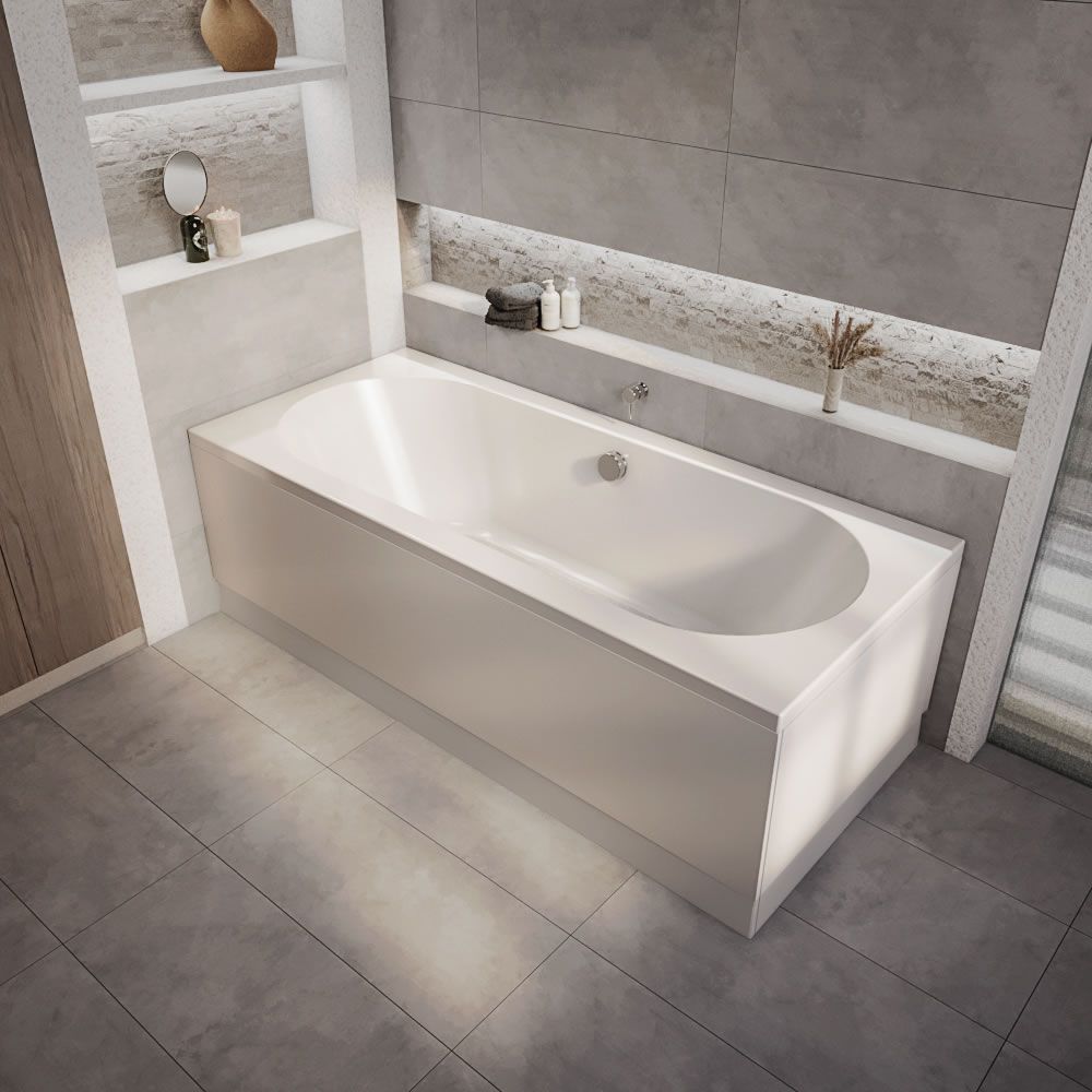 Milano Ballam - 1700mm x 750mm Modern Round Double Ended Bath - Choice of Panels