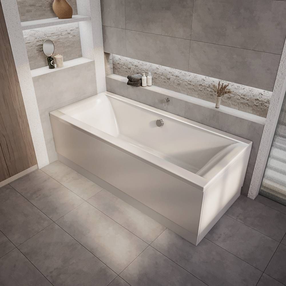 Milano Elswick - 1700mm x 750mm Modern Square Double Ended Bath - Choice of Panels