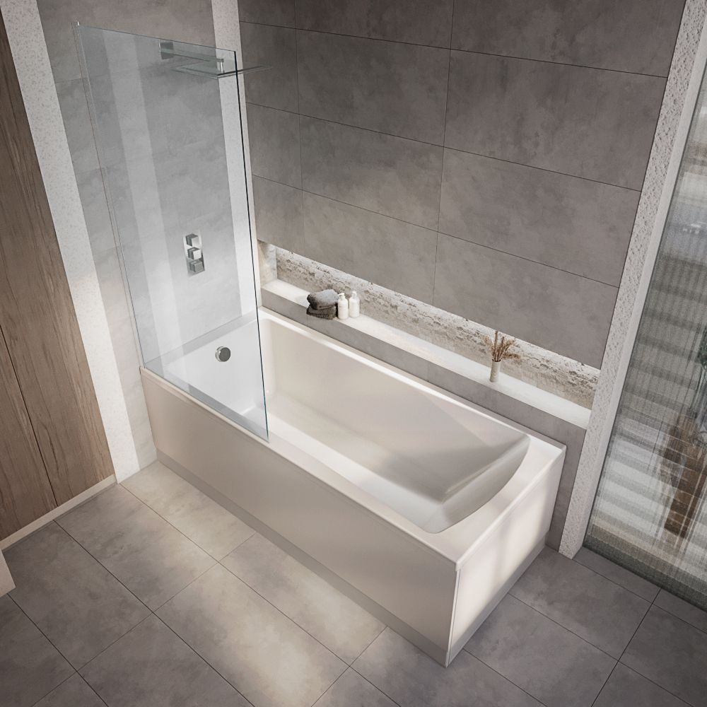 Milano Elswick - Modern Square Single Ended Shower Bath - Choice of Screen, Size and Panels