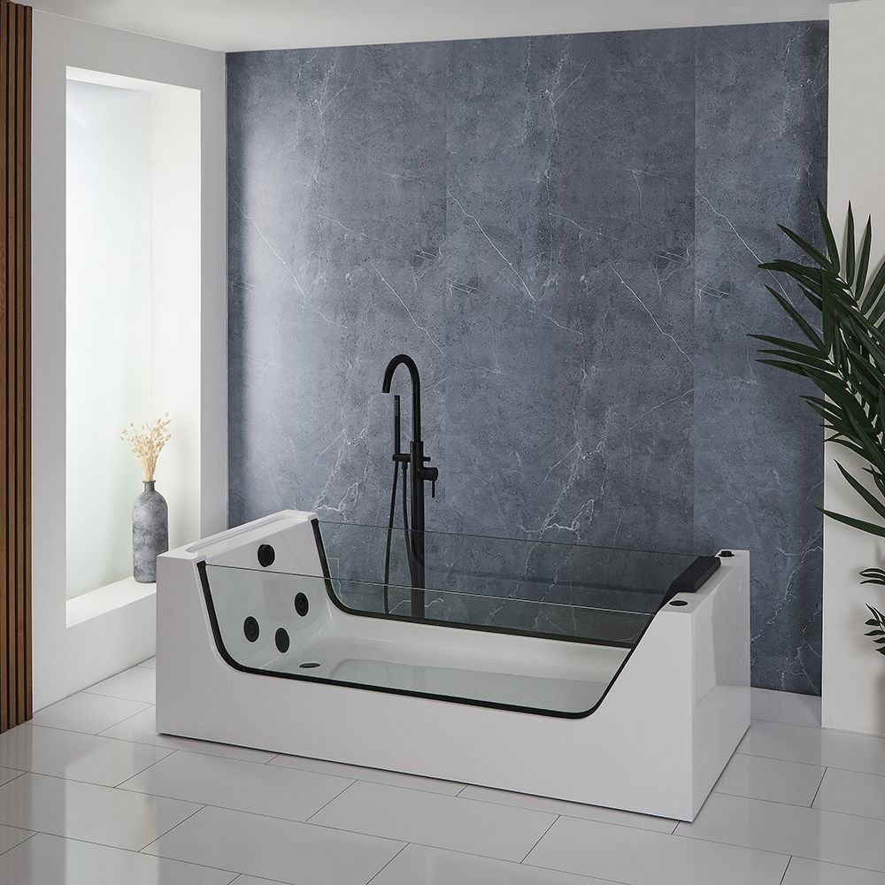 Milano Breeze - Whirlpool Single Ended Spa Bath - 1800mm x 800mm - Black